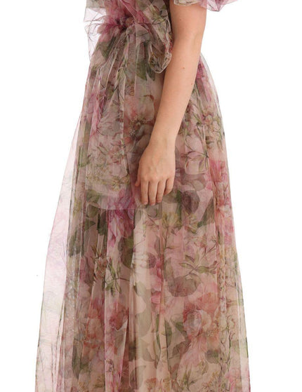 Dolce & Gabbana Multicolor Floral Print Long Maxi Gown Dress - Ellie Belle