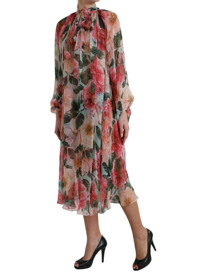 Dolce & Gabbana Multicolor Floral Print Silk Aline Midi Dress - Ellie Belle
