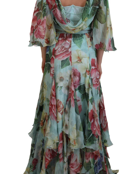 Dolce & Gabbana Multicolor Floral Print Silk Long Gown Dress - Ellie Belle