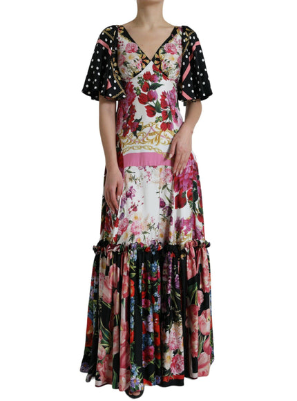Dolce & Gabbana Multicolor Floral Print Silk Twill Gown Dress - Ellie Belle
