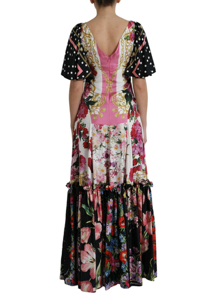 Dolce & Gabbana Multicolor Floral Print Silk Twill Gown Dress - Ellie Belle