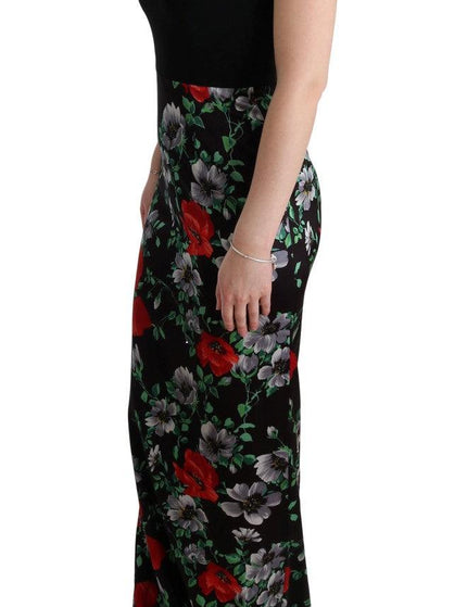 Dolce & Gabbana Multicolor Floral Print Stretch Sheath Long Dress - Ellie Belle