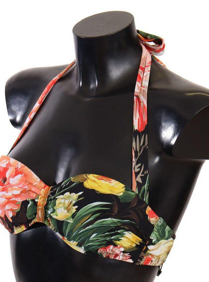 Dolce & Gabbana Multicolor Floral Print Swimsuit Bikini Top Swimwear - Ellie Belle