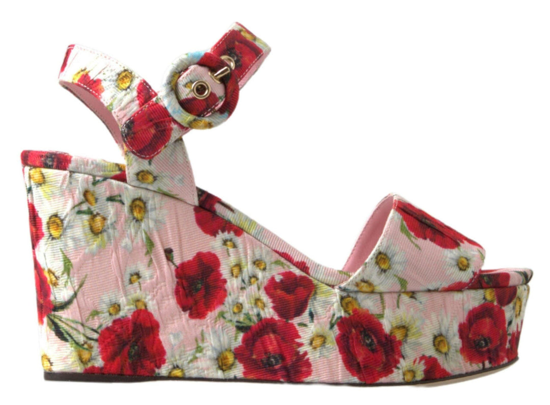 Dolce & Gabbana Multicolor floral print Wedges Floral Ankle Strap Sandals - Ellie Belle