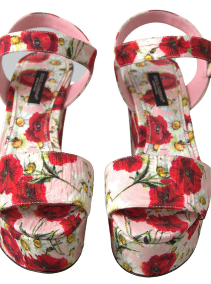 Dolce & Gabbana Multicolor floral print Wedges Floral Ankle Strap Sandals