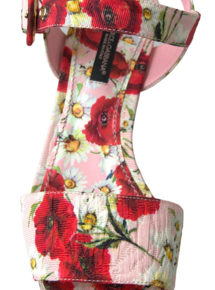 Dolce & Gabbana Multicolor floral print Wedges Floral Ankle Strap Sandals
