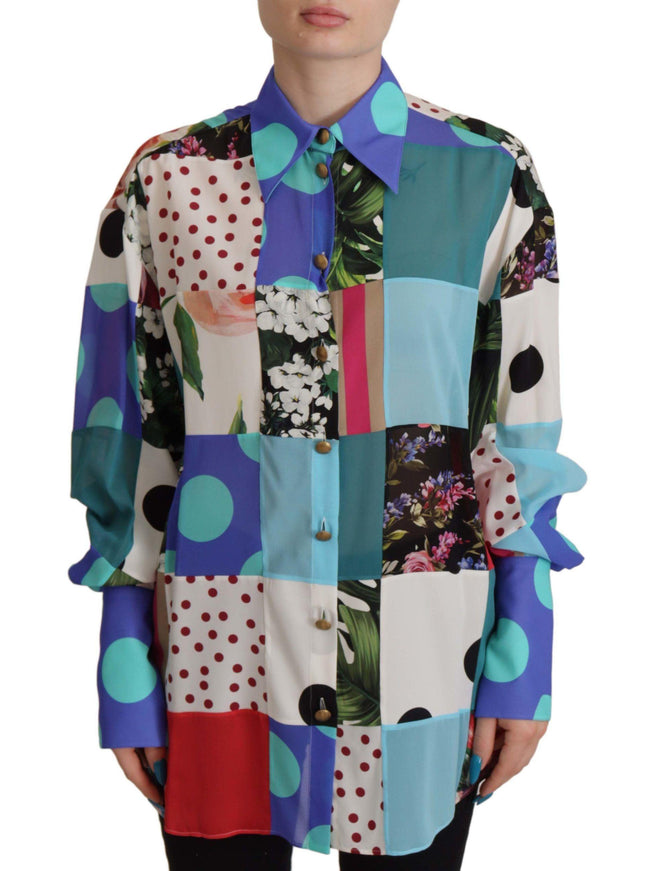 Dolce & Gabbana Multicolor Floral Silk Top Shirt Blouse - Ellie Belle