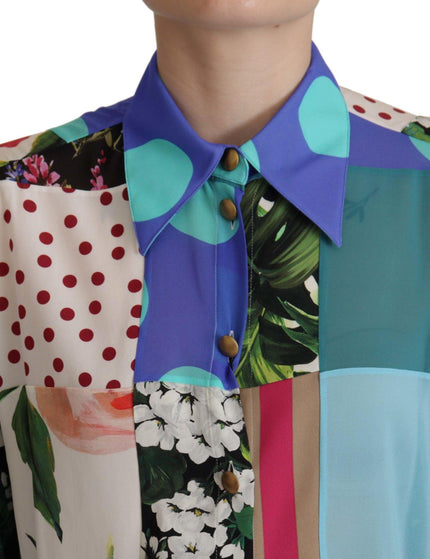 Dolce & Gabbana Multicolor Floral Silk Top Shirt Blouse - Ellie Belle