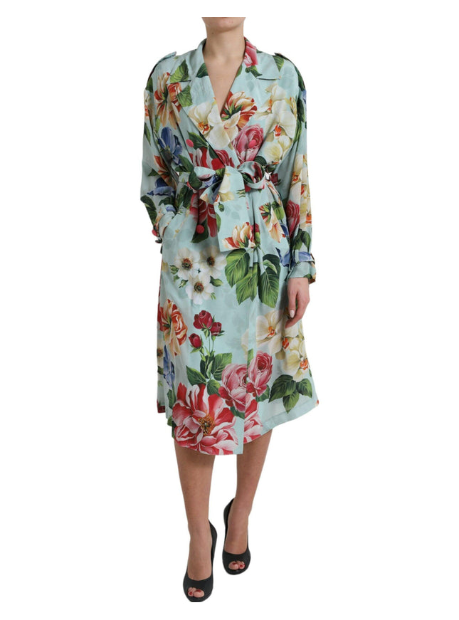 Dolce & Gabbana Multicolor Floral Silk Trench Coat Jacket - Ellie Belle
