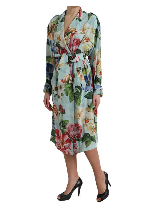 Dolce & Gabbana Multicolor Floral Silk Trench Coat Jacket - Ellie Belle