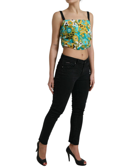 Dolce & Gabbana Multicolor Floral Sleeveless Cropped Top - Ellie Belle
