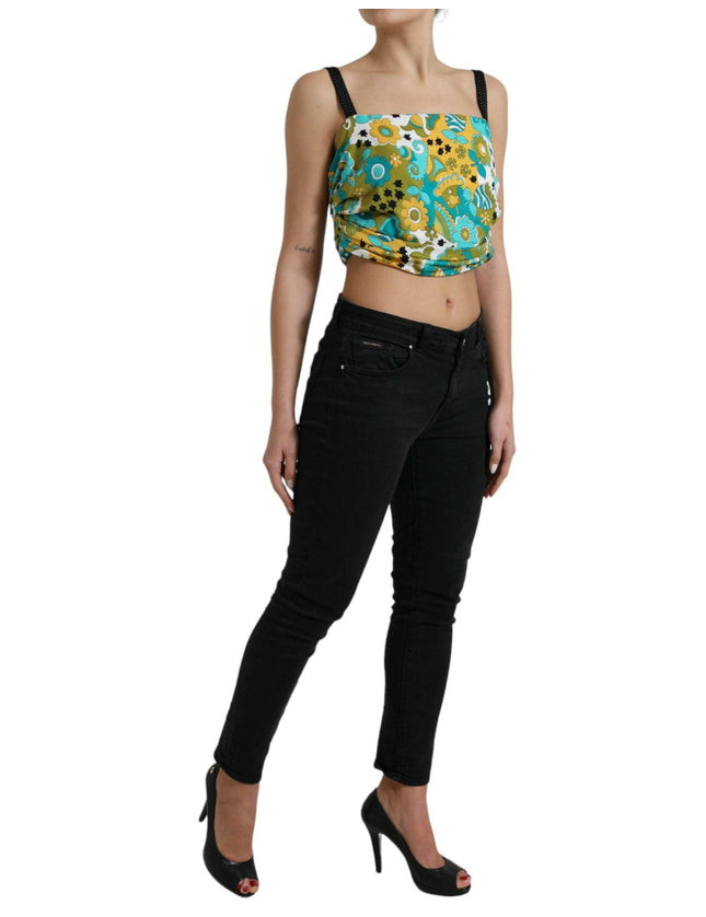 Dolce & Gabbana Multicolor Floral Sleeveless Cropped Top - Ellie Belle