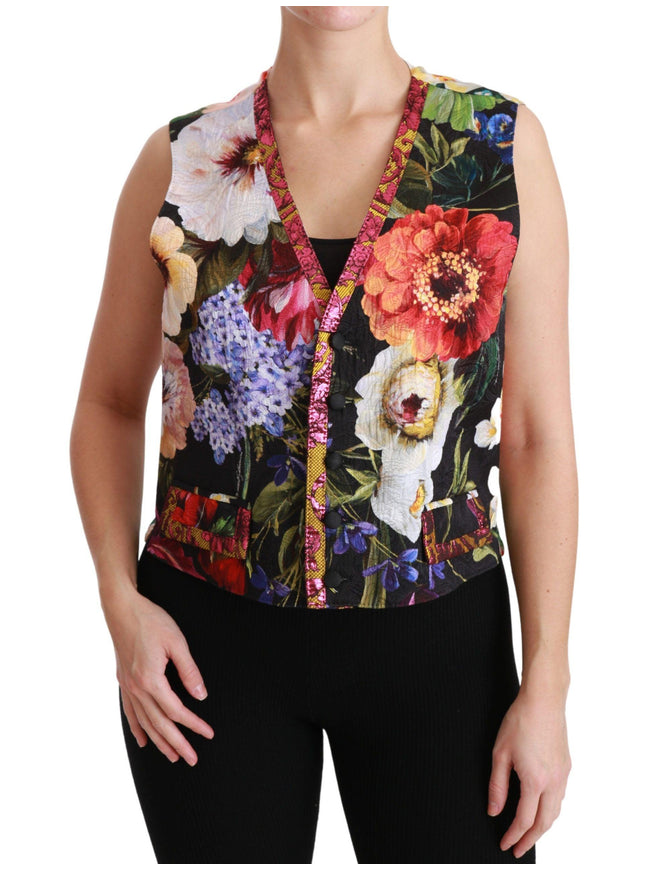 Dolce & Gabbana Multicolor Floral Sleeveless Waistcoat Top Vest - Ellie Belle