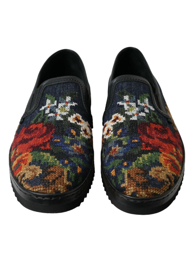Dolce & Gabbana Multicolor Floral Slippers Men Loafers Shoes - Ellie Belle