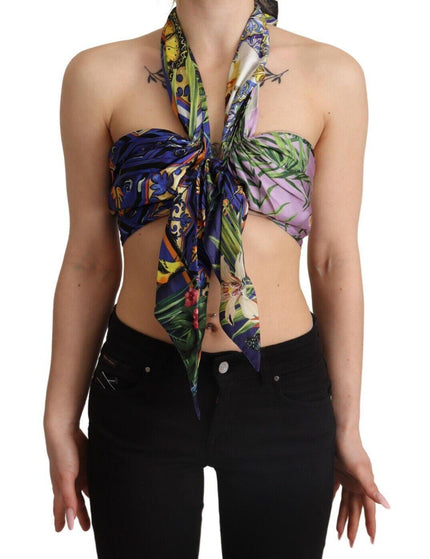 Dolce & Gabbana Multicolor Foulard Silk Halter Cropped Top - Ellie Belle