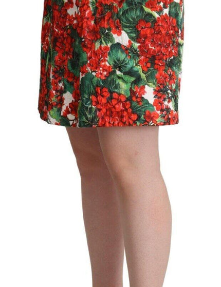 Dolce & Gabbana Multicolor Geranium Print Cotton A-line Skirt - Ellie Belle