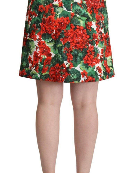 Dolce & Gabbana Multicolor Geranium Print Cotton A-line Skirt - Ellie Belle