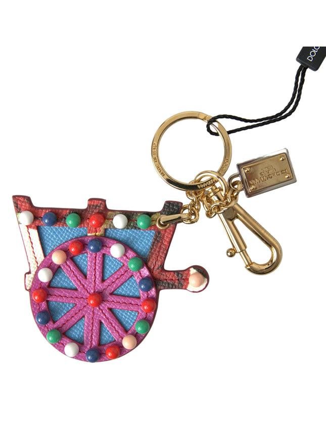 Dolce & Gabbana Multicolor Gold Tone Carretto Keychain Accessory Keyring - Ellie Belle