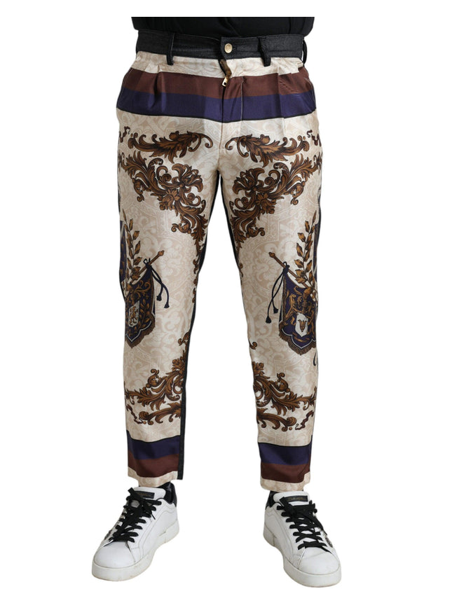 Dolce & Gabbana Multicolor Heraldic Skinny Men Pants - Ellie Belle