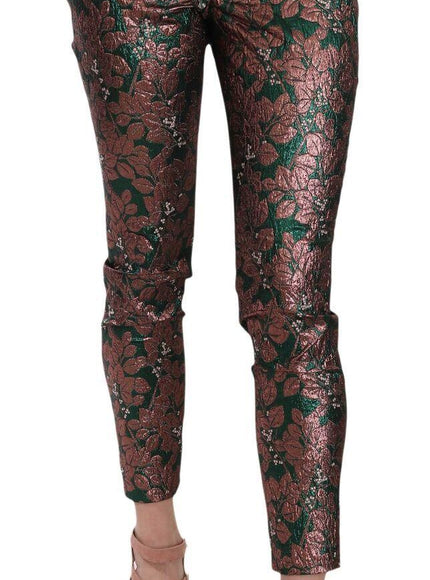 Dolce & Gabbana Multicolor Iridescent Brocade Jacquard Trousers Crop Pants