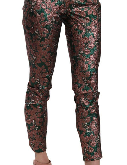 Dolce & Gabbana Multicolor Iridescent Brocade Jacquard Trousers Crop Pants