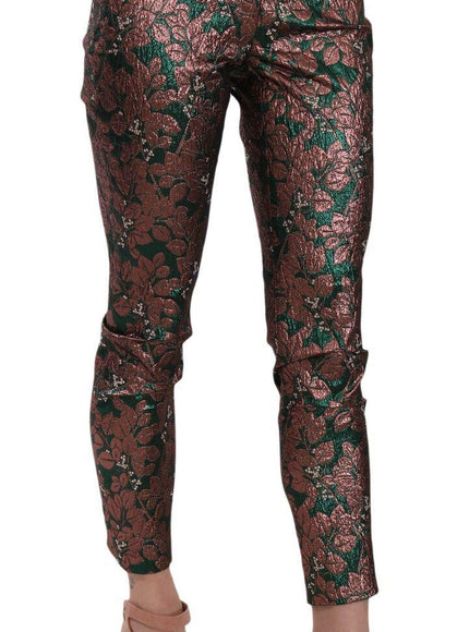 Dolce & Gabbana Multicolor Iridescent Brocade Jacquard Trousers Crop Pants