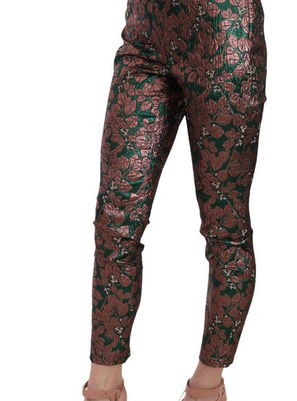 Dolce & Gabbana Multicolor Iridescent Brocade Jacquard Trousers Crop Pants