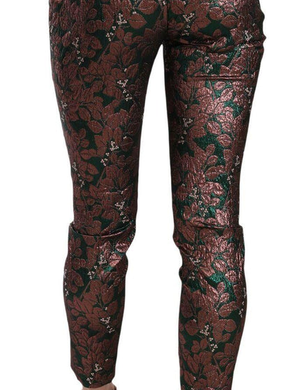 Dolce & Gabbana Multicolor Iridescent Brocade Jacquard Trousers Crop Pants