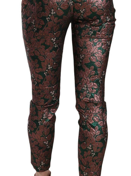 Dolce & Gabbana Multicolor Iridescent Brocade Jacquard Trousers Crop Pants