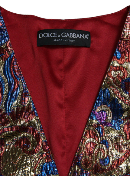 Dolce & Gabbana Multicolor Jacquard Button Waistcoat Vest Top - Ellie Belle