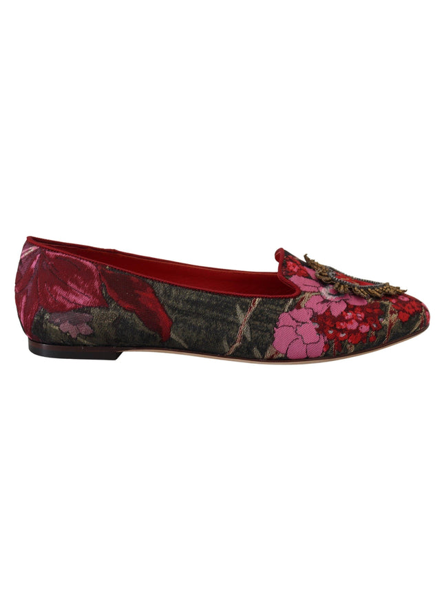 Dolce & Gabbana Multicolor Jacquard Sacred Heart Patch Slip On Shoes - Ellie Belle
