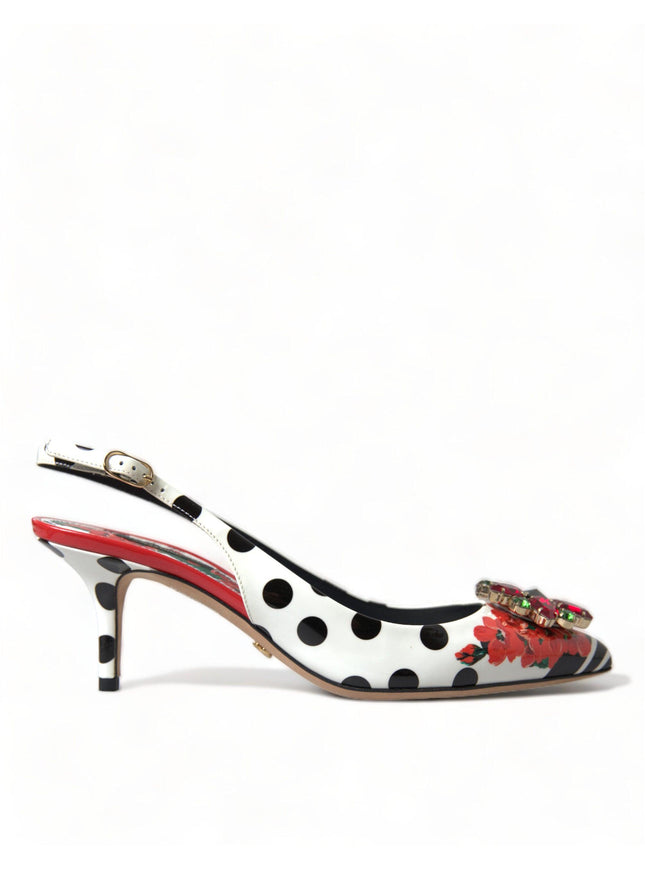 Dolce & Gabbana Multicolor Leather Crystal Slingback Pump Heels Shoes - Ellie Belle
