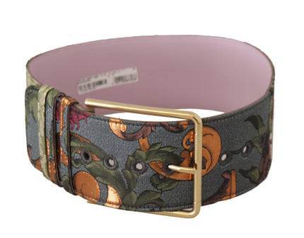 Dolce & Gabbana Multicolor Leather Embroidered Gold Metal Buckle Belt - Ellie Belle