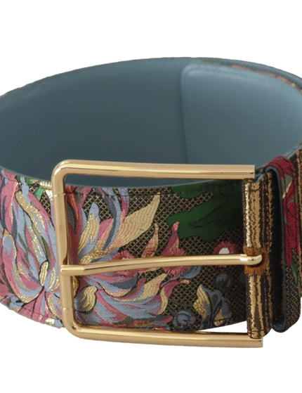 Dolce & Gabbana Multicolor Leather Floral Embroid Logo Buckle Belt - Ellie Belle