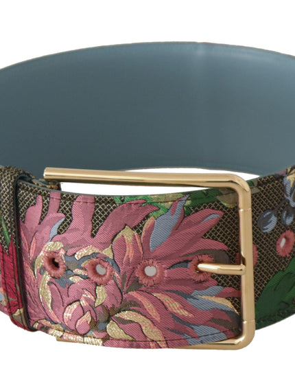 Dolce & Gabbana Multicolor Leather Floral Embroid Logo Buckle Belt - Ellie Belle