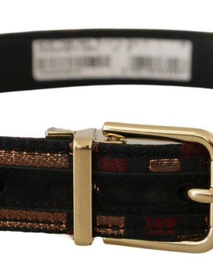 Dolce & Gabbana Multicolor Leather Jacquard Gold Metal Buckle Belt - Ellie Belle