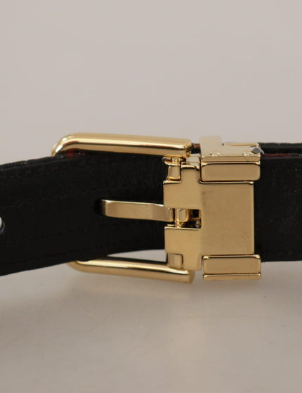 Dolce & Gabbana Multicolor Leather Jacquard Gold Metal Buckle Belt - Ellie Belle