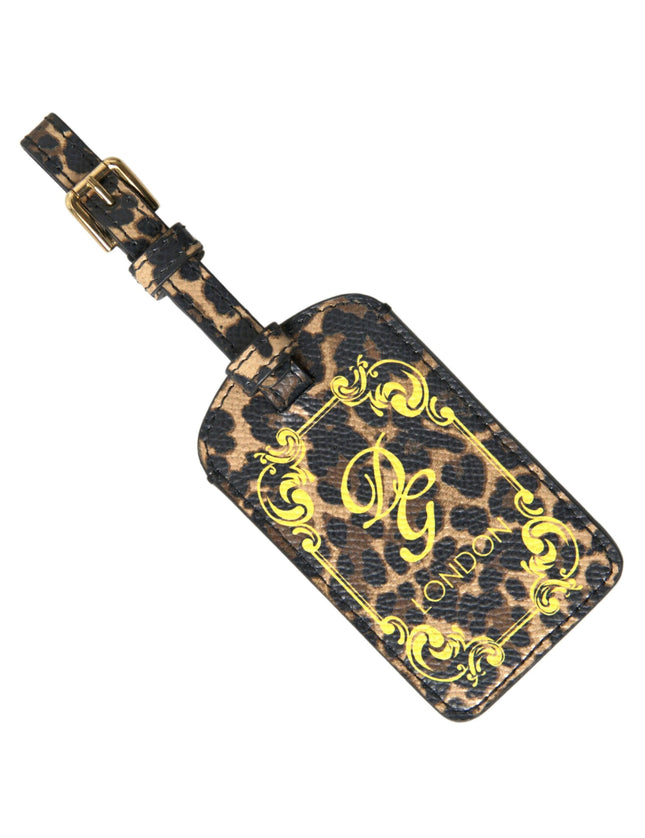 Dolce & Gabbana Multicolor Leopard Dauphine Leather DG Logo Luggage Tag - Ellie Belle