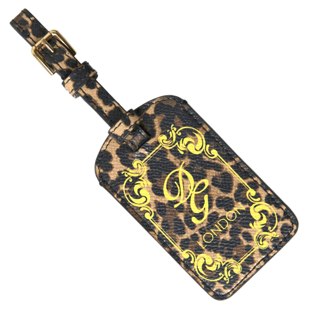 Dolce & Gabbana Multicolor Leopard Dauphine Leather DG Logo Luggage Tag - Ellie Belle