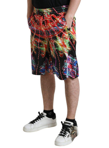 Dolce & Gabbana Multicolor Luminarie Print Men Bermuda Shorts