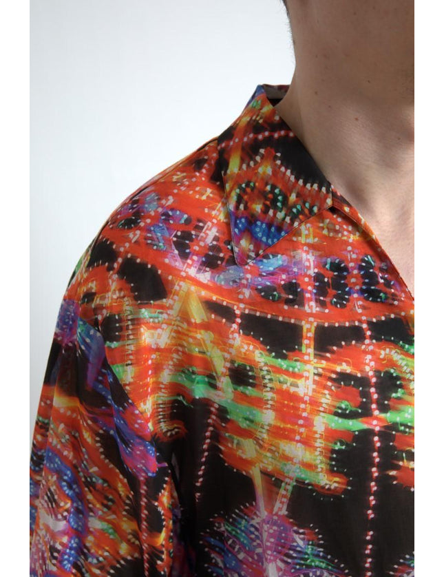 Dolce & Gabbana Multicolor Luminarie Print Men Cotton Shirt - Ellie Belle