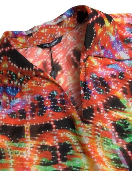 Dolce & Gabbana Multicolor Luminarie Print Men Cotton Shirt - Ellie Belle