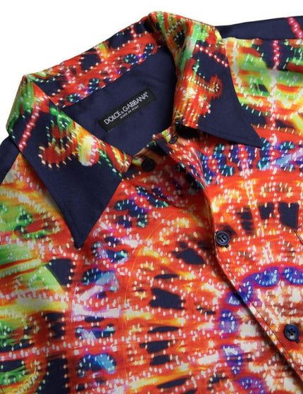 Dolce & Gabbana Multicolor Luminarie Print Men Shirt Silk - Ellie Belle
