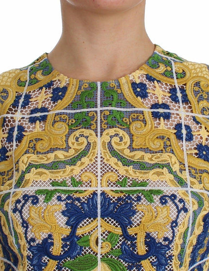 Dolce & Gabbana Multicolor Majolica Embroidered Sweater