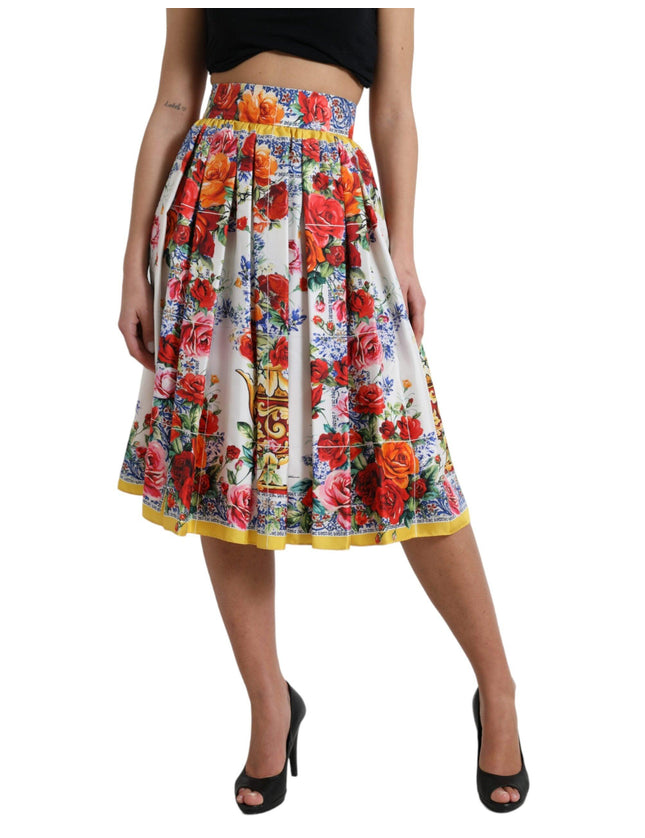 Dolce & Gabbana Multicolor Majolica High Waist A-line Skirt - Ellie Belle