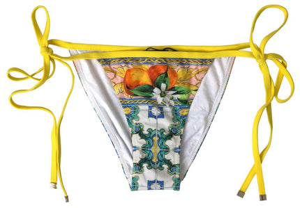 Dolce & Gabbana Multicolor Majolica Print Bottom Beachwear Bikini - Ellie Belle