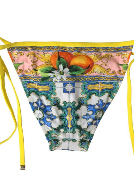 Dolce & Gabbana Multicolor Majolica Print Bottom Beachwear Bikini - Ellie Belle