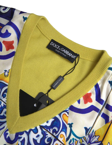 Dolce & Gabbana Multicolor Majolica Vneck Pullover Sweater - Ellie Belle