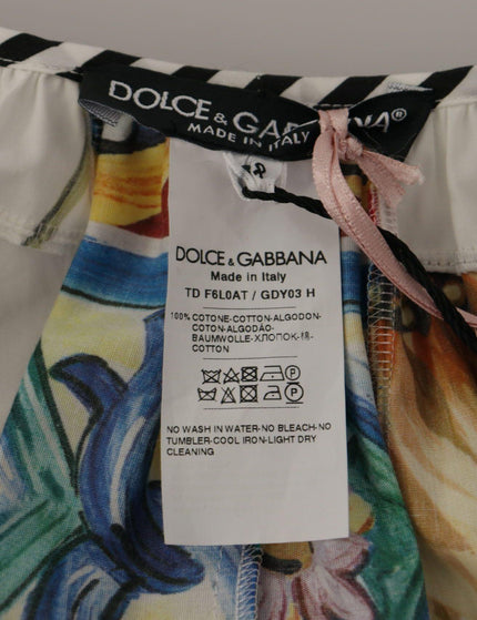 Dolce & Gabbana Multicolor Maxi Kaftan Patchwork Poplin Floral Dress - Ellie Belle