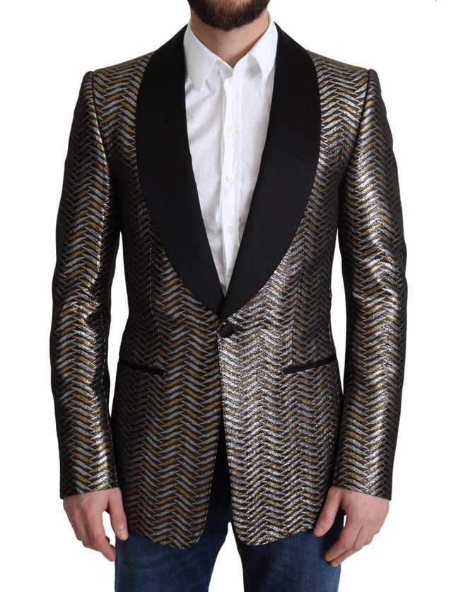 Dolce & Gabbana Multicolor Metallic Jacquard Polyester Blazer Jacket - Ellie Belle
